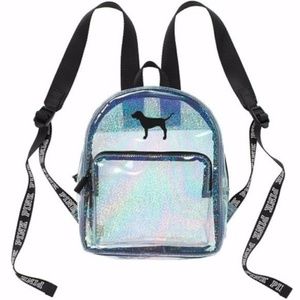 Victoria Secret Pink Glitter Mini Backpack Clear